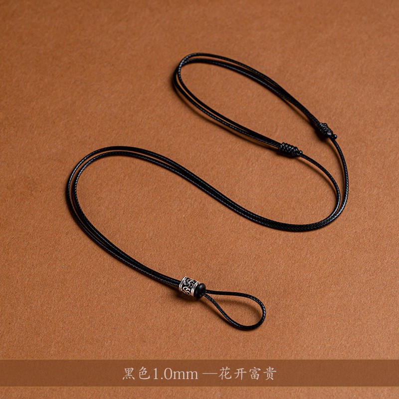 木普森 戒指钻戒平安扣挂绳 挂脖吊坠绳男女 银手工情侣项链绳蜡绳