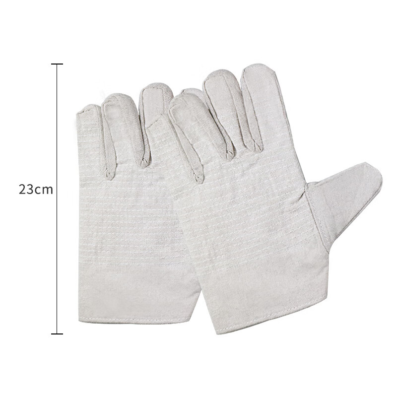 手套工地干活焊工手套工作防护手套劳保耐磨厂家 24线白甲帆布手套