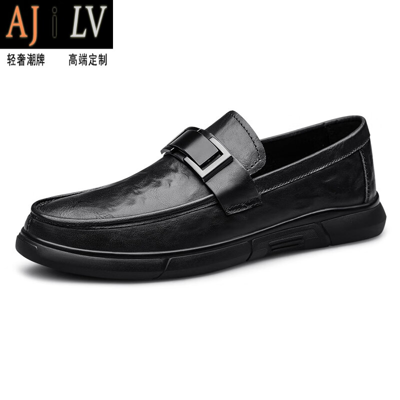 ajilv品牌轻奢男鞋高端春季休闲皮鞋百搭商务韩版男士英伦风青年潮流