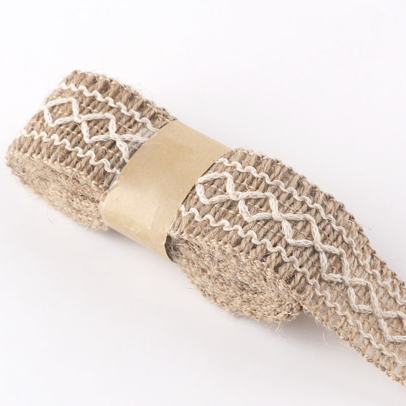 蕾丝麻布花边麻绳装饰绳子手工diy棉麻材料复古编织宽扁麻线绳 款1(宽