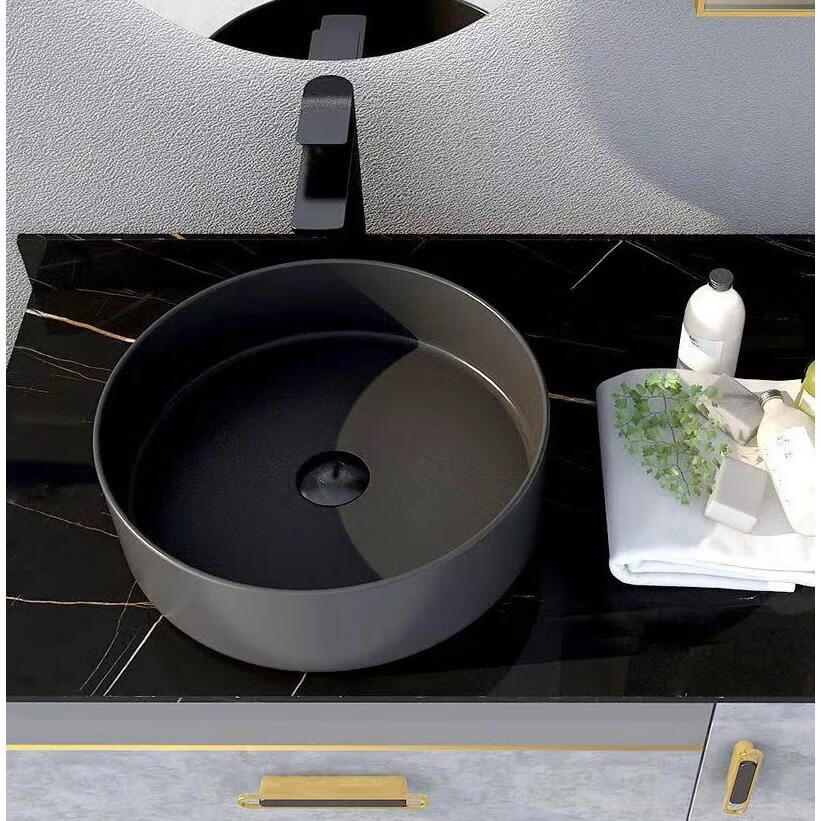 惠达(huida)卫浴台上盆艺术盆碗洗脸盆圆形陶瓷盆黑色hda051 黑色