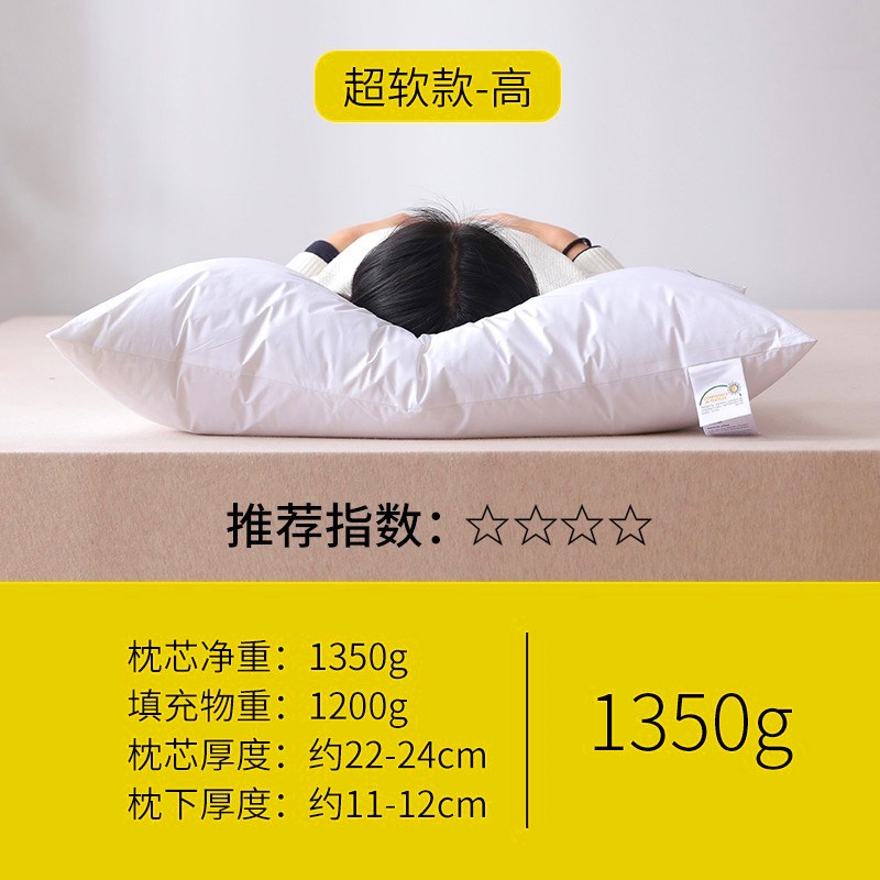 碧蓝仕2022新款亚朵汉庭酒店枕头宿舍家用棉单人一对舒适超柔软枕芯的 白色舒适柔软-高枕-单只_出口一