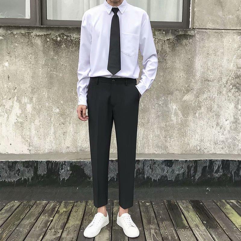 【一套】口袋白衬衫 西裤 领带 s