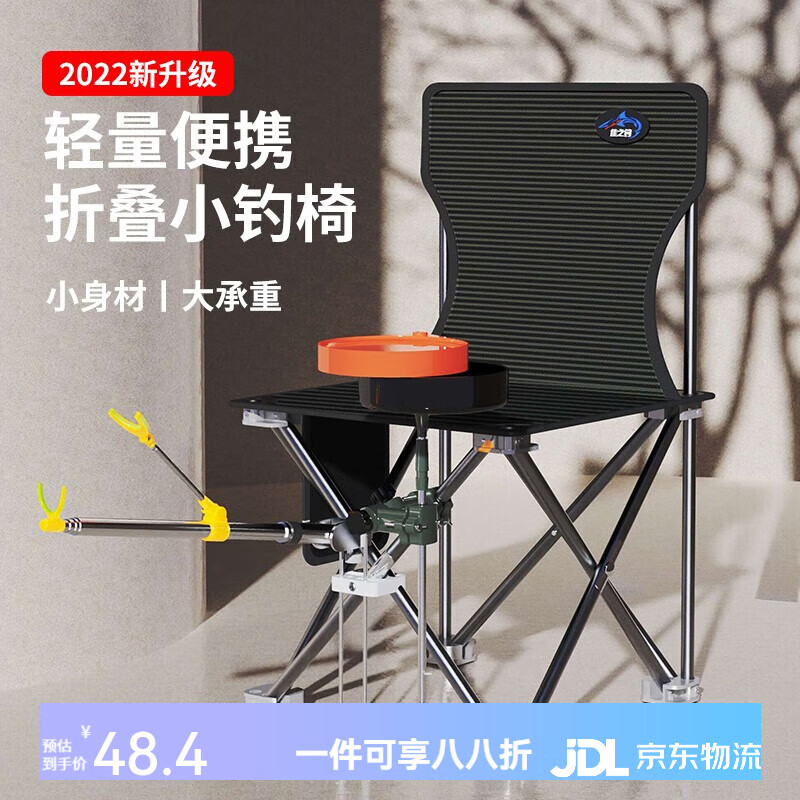 佳之釣休閑釣椅釣魚椅可折疊休閑椅便攜釣魚凳子漁具垂釣用 黑色條紋背兜款裸椅中號(20