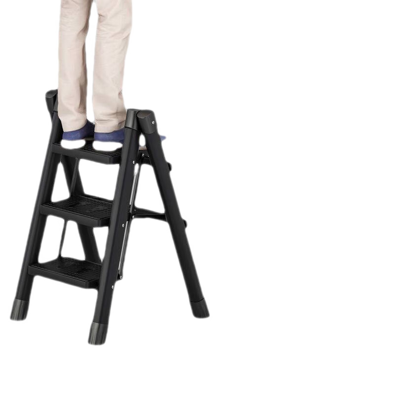 【工来工往】梯子家用人字梯加厚铁梯折叠梯子楼梯多功能梯子登高梯室内梯子爬梯家用踏步梯 三步梯(黑色)