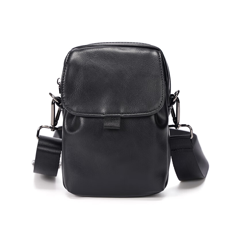 迈克史密斯手机包男新款简约休闲小单肩包潮牌时尚小包包 黑色