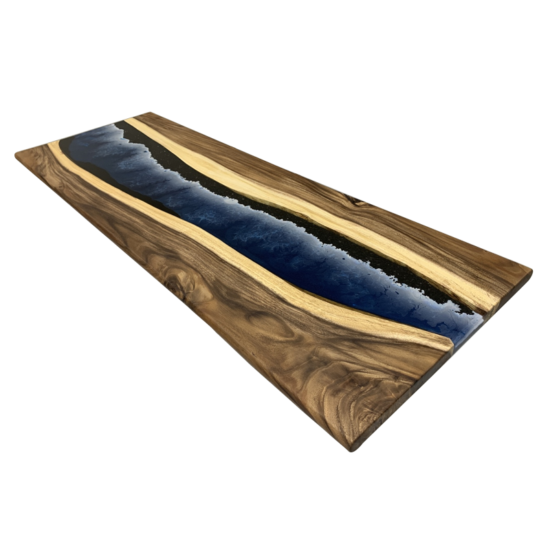 倾听木之歌树脂大板个性桌茶桌茶几胡桃木设计师款简约现代泡茶桌会客桌 树脂大板180*80*4