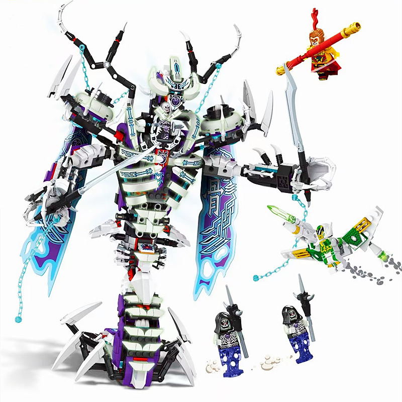 伟力兼容乐高悟空小侠系列三打白骨精夜光机甲80028拼装积木 三打