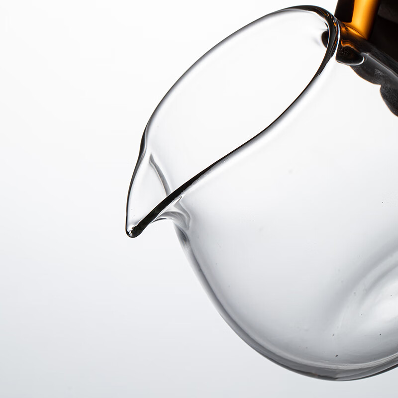 流影日式玻璃公道杯耐热家用茶海分茶器透明公杯加厚高档功夫茶具茶盅 企鹅公道杯-绿把450ml+分体式茶漏套组