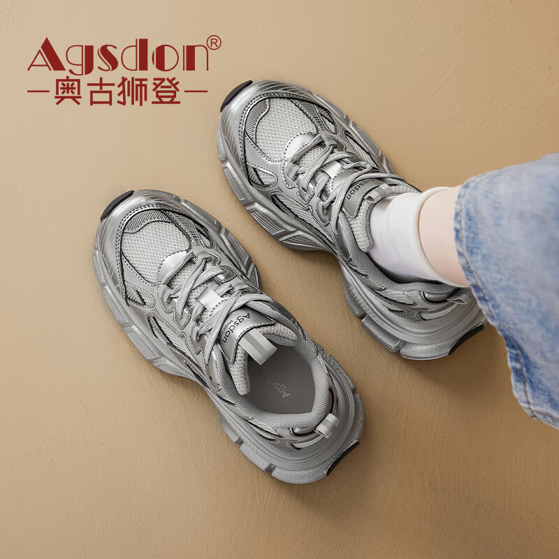 �¹�ʨ����ɫ�ϵ�ЬŮЬ����2025�¿�͸���������ߺ�׸��Űٴ��˶�����Ь W243087��ɫ 36