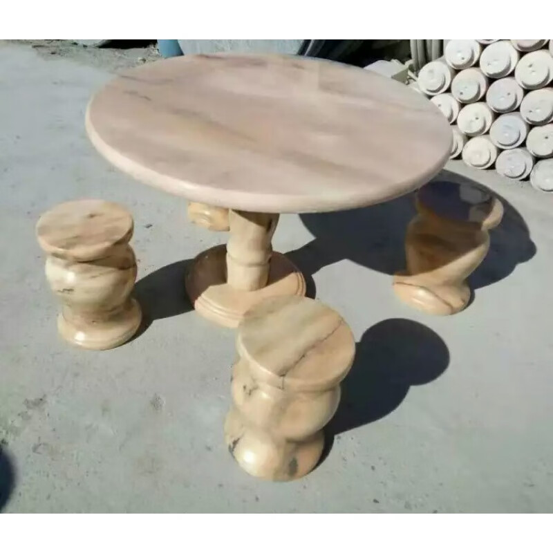 曲阳石桌石凳 石桌石凳汉白玉晚霞红花岗岩天然大理幻彩青石雕公 晚霞