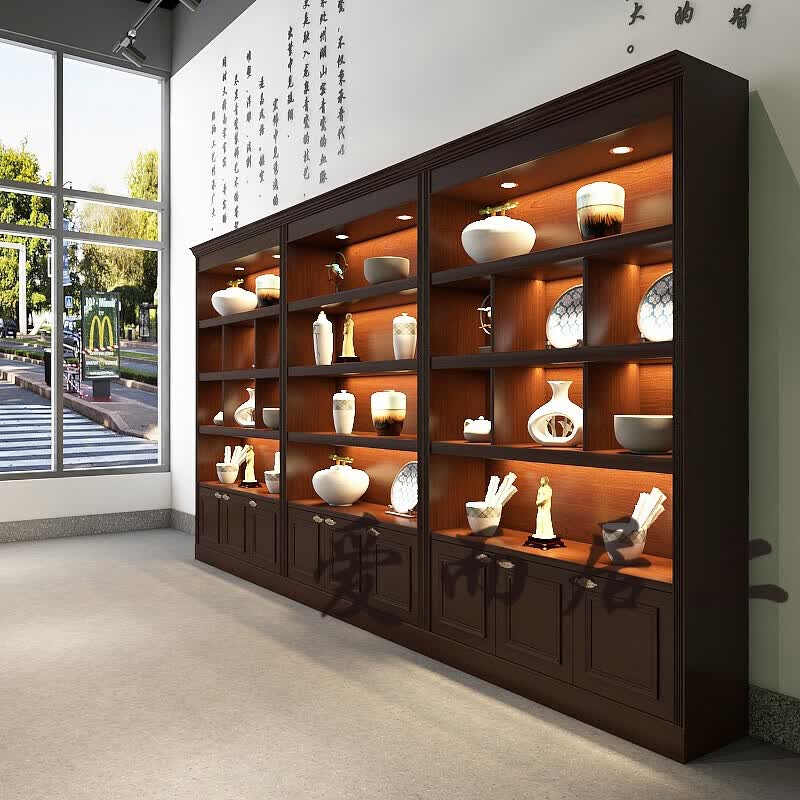 展示柜复古化妆品古董茶叶玉器精品展柜白酒烟酒陈列 颜色尺寸定制
