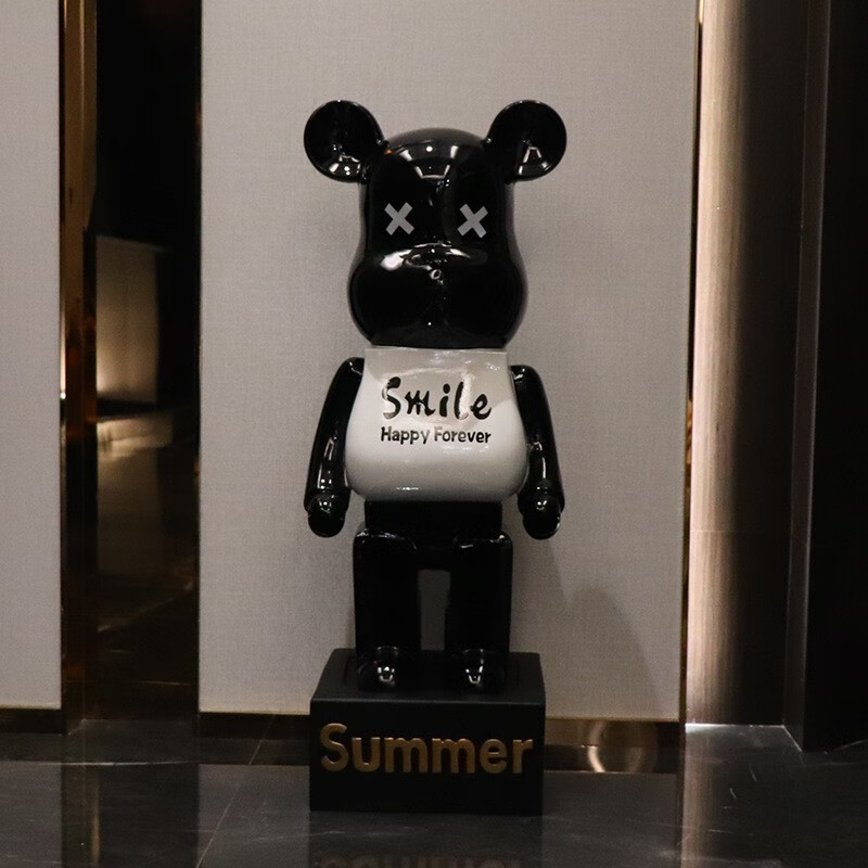 北欧客厅玄关暴力熊储钱罐乔迁礼送客户朋友  黑色微笑熊【不含底座】