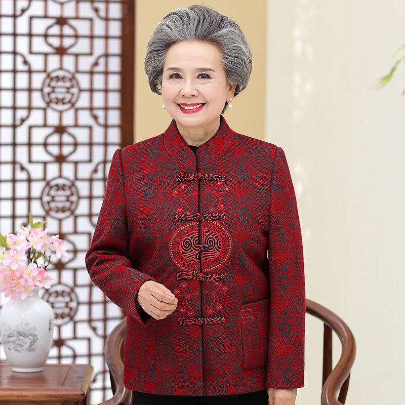 中老年人过寿穿的衣服装80老奶奶百岁生日婚礼服秋装外套女妈妈唐装结