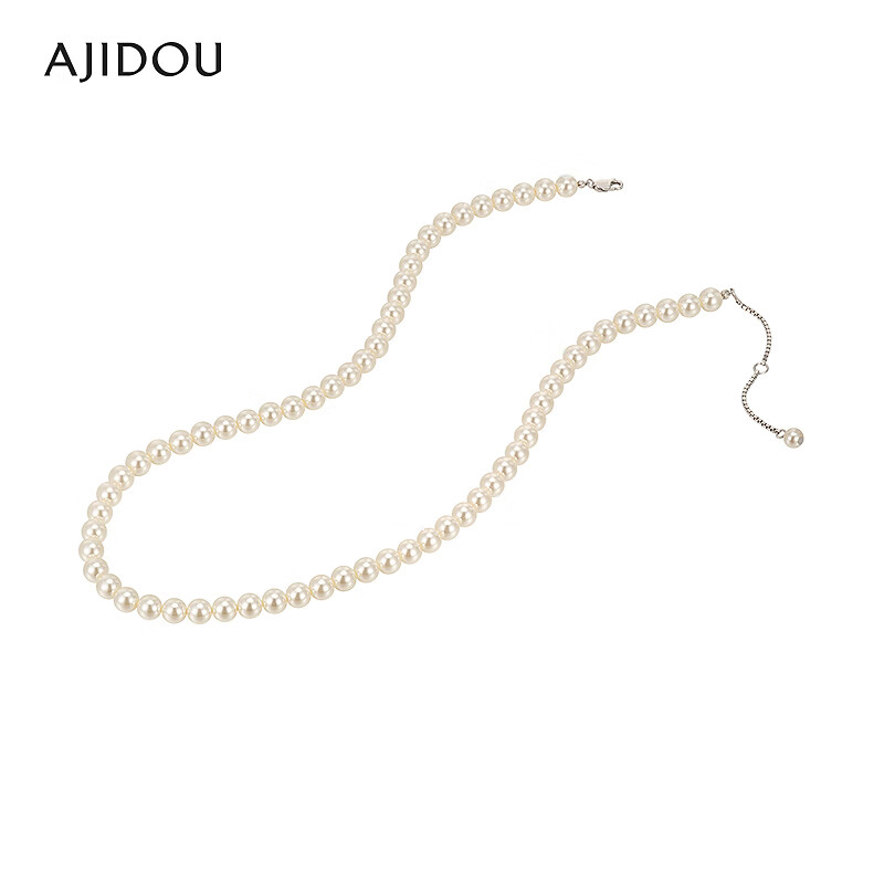 AJIDOU阿吉豆项链女S925银温婉款珍珠时尚小米珠毛衣链高级感颈链双11 银色+珍珠白色 42cm 1个
