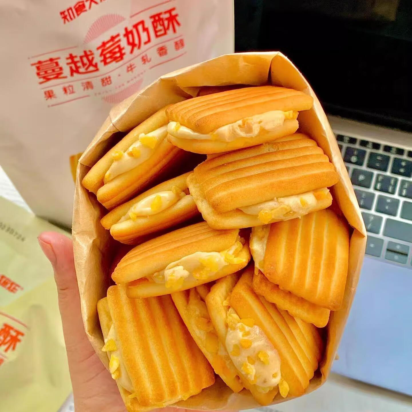 蔓越莓牛轧夹心奶酥葡萄干芒果粒牛轧糖拉丝奶酥脆饼干 蔓越莓1袋装