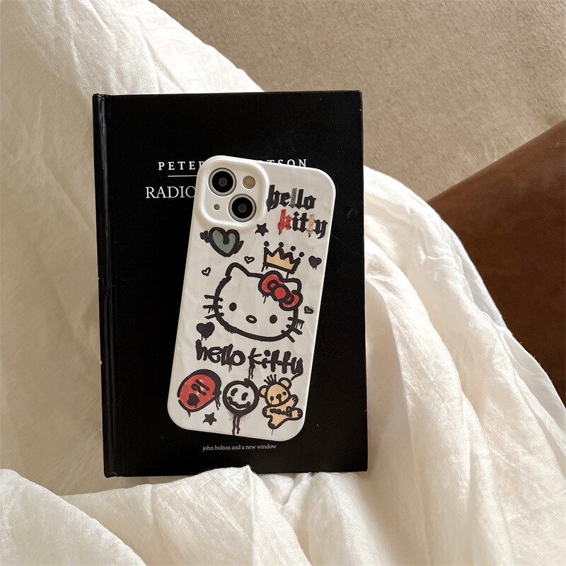 奎辉 苹果14手机壳iPhone14ProMax保护套二合一搞怪涂鸦HelloKitty猫女款手机壳 搞怪涂鸦KT猫 iPhone 15 Pro Max