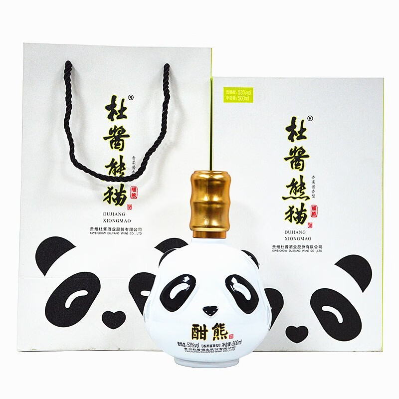 杜酱熊猫酒53度 贵州茅台镇 口感香柔酱香型 高度白酒 酣熊500ml单瓶