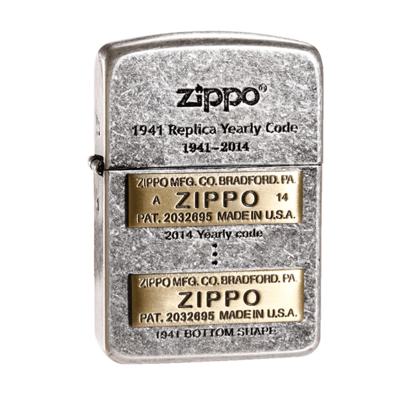 zippo打火机 zbt-1-21a 1941复刻-底刻 黑冰古银徽章 zbt-1-21a 1941