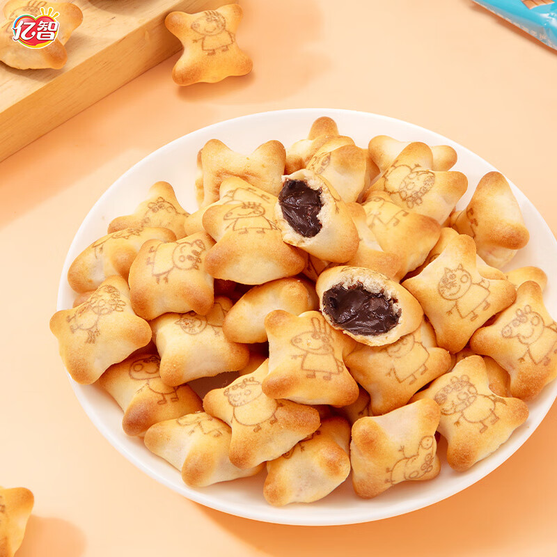 亿智30包随机小猪佩奇散装饼干曲奇注心夹心手指字母饼批发休闲零食 30包随机小猪佩奇饼干【约500g】