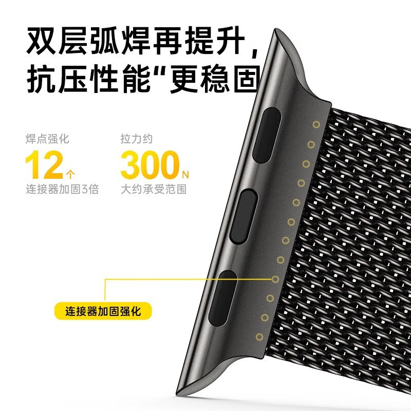 亿图斯苹果手表表带apple watch米兰尼斯不锈钢iwatch s11/s10/s9/8/7/6/SE3/Ultra3/2男女磁吸金属透气 【强力磁吸】官方黑 49/46/45/44mm表盘通用