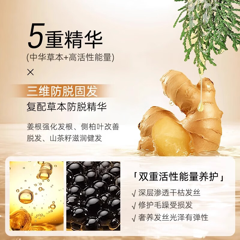 海瑟薇防脱洗发水防脱固发强韧去屑止痒洗头水膏露 侧柏叶防脱强根洗发水500ml*2瓶