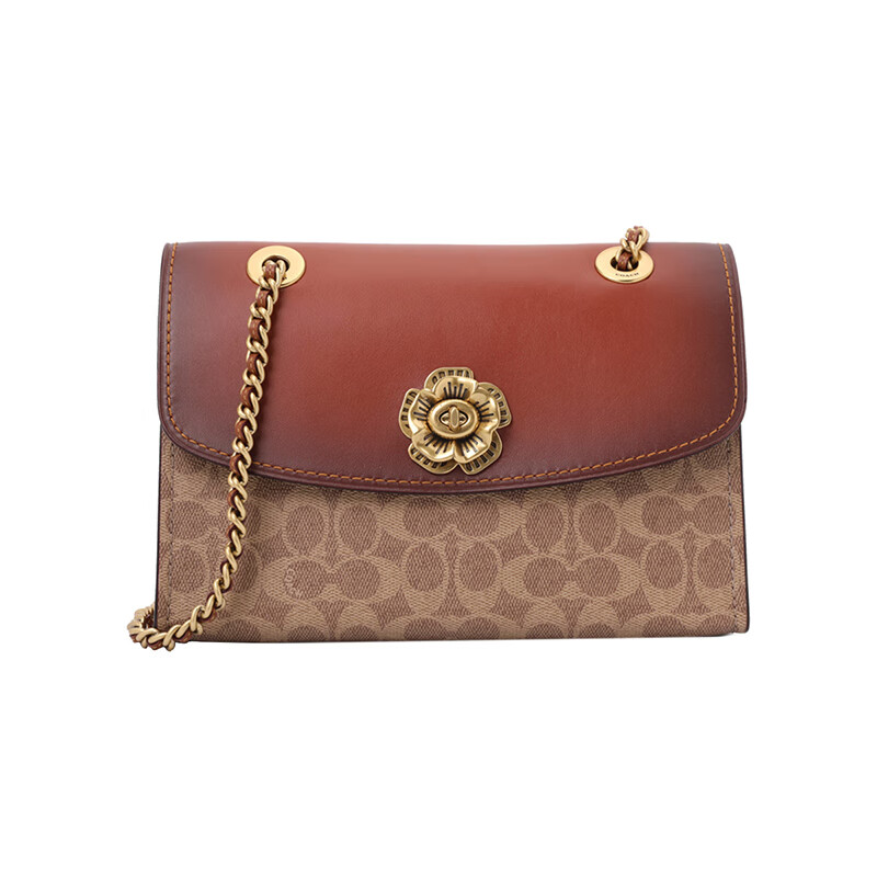 蔻驰(coach)女包 parker 山茶花经典老花女士手提单肩包 30585 卡其配