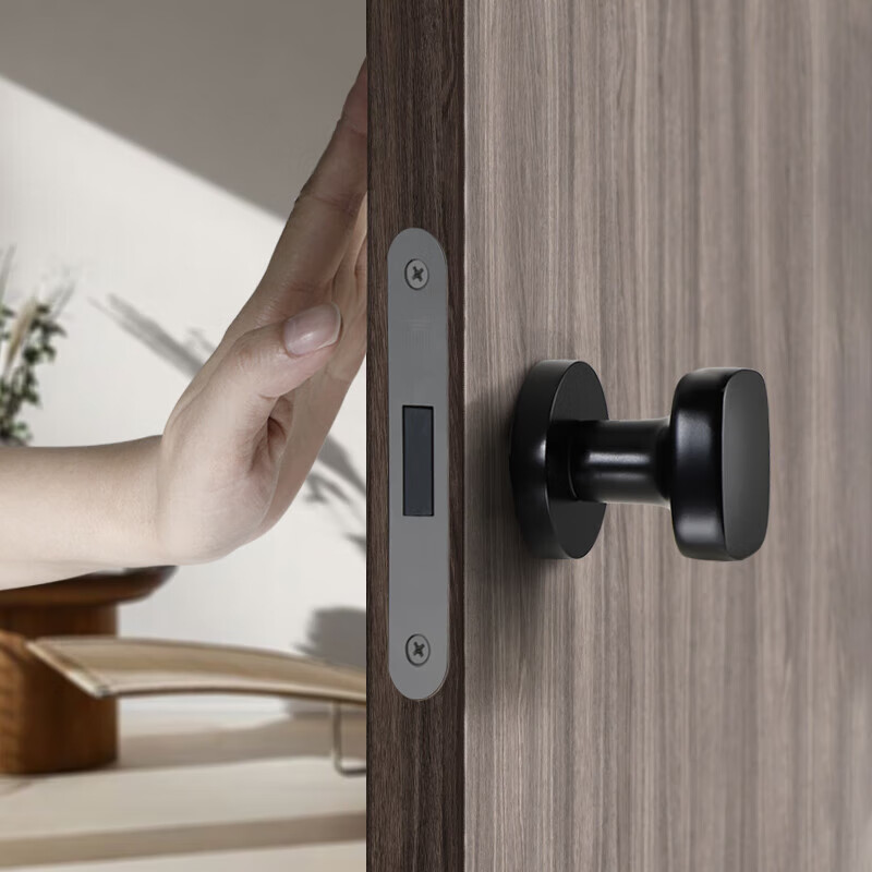 名门静音门锁隐形门锁室内卧室单边锁背景墙隐藏暗锁单面暗装黑色锁具 哑黑 带钥匙