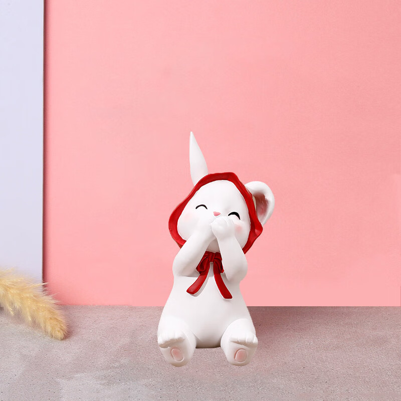 电视柜装饰品办公室桌面摆件女生日礼物 小号兔子-捂嘴巴【版权产品】