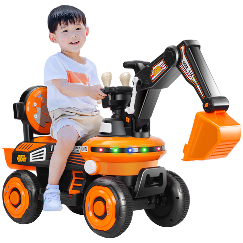 诺巴曼 儿童电动挖掘机可坐可骑人加大号小孩挖土机玩具车宝宝工程车模型带灯光音乐 2-3-6岁玩具男孩挖机