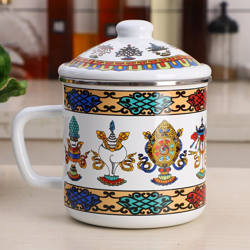 欧丽家搪瓷异域风格搪瓷杯铁瓷茶缸子 马克杯水杯带