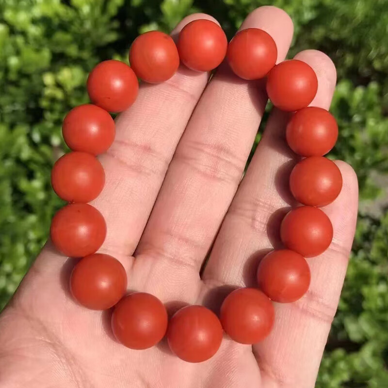 千弗现货闪发 新款保山南红手串玛瑙满色满肉柿子红手链宝山瓦西料锦