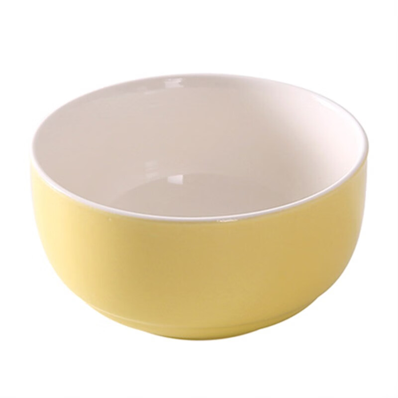 家用陶瓷碗单个饭碗小号汤碗创意个性宝宝米饭碗简约儿童吃饭碗 黄色