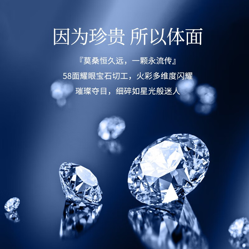 N2it六爪开口莫桑石戒指半壁江山约1克拉S925银活口可调节可选XP 半壁江山约1克拉莫桑钻戒