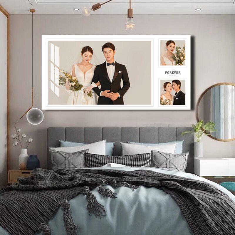 子木雅居婚纱照放大挂墙相框卧室床头组合结婚照定制全家福儿童照片墙