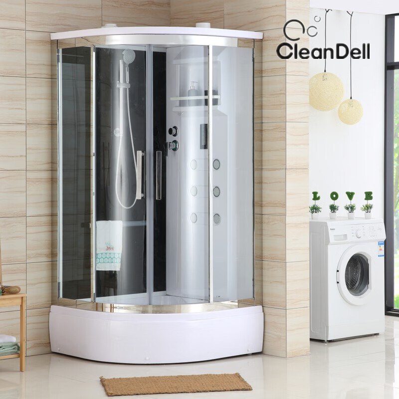 dell【8mm钢化玻璃】整体淋浴房304不锈钢弧扇形淋浴隔断康利达浴室