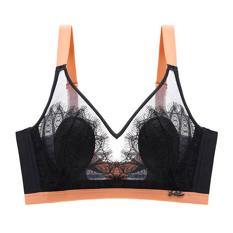 bkqu深朵水晶杯内衣女蕾丝防凸点聚拢大胸显小侧收副乳胸罩夏天穿的