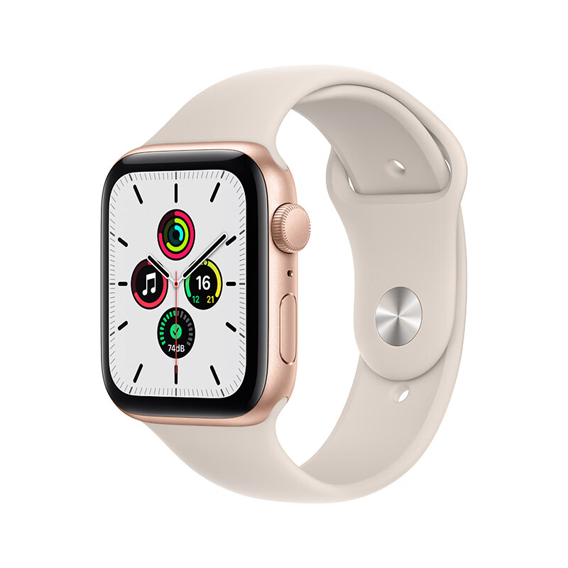 Apple Watch SE 智能手表 GPS款 44毫米米金色铝金属表壳 星光色运动型表带MKQ53CH/A