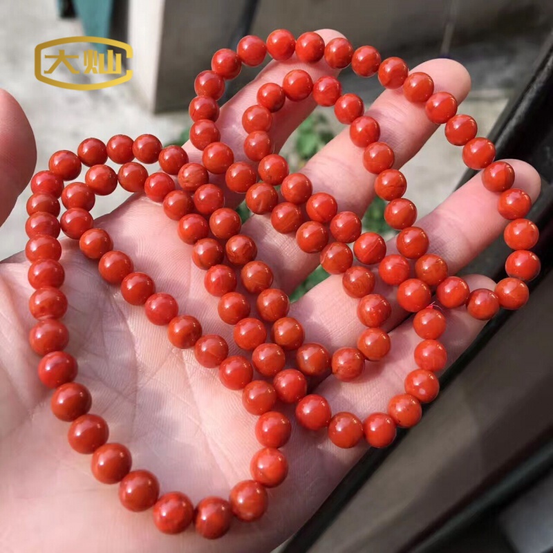 川料柿子红南红玛瑙多圈手链天然水晶几乎满色手串男女中秋礼品 满肉