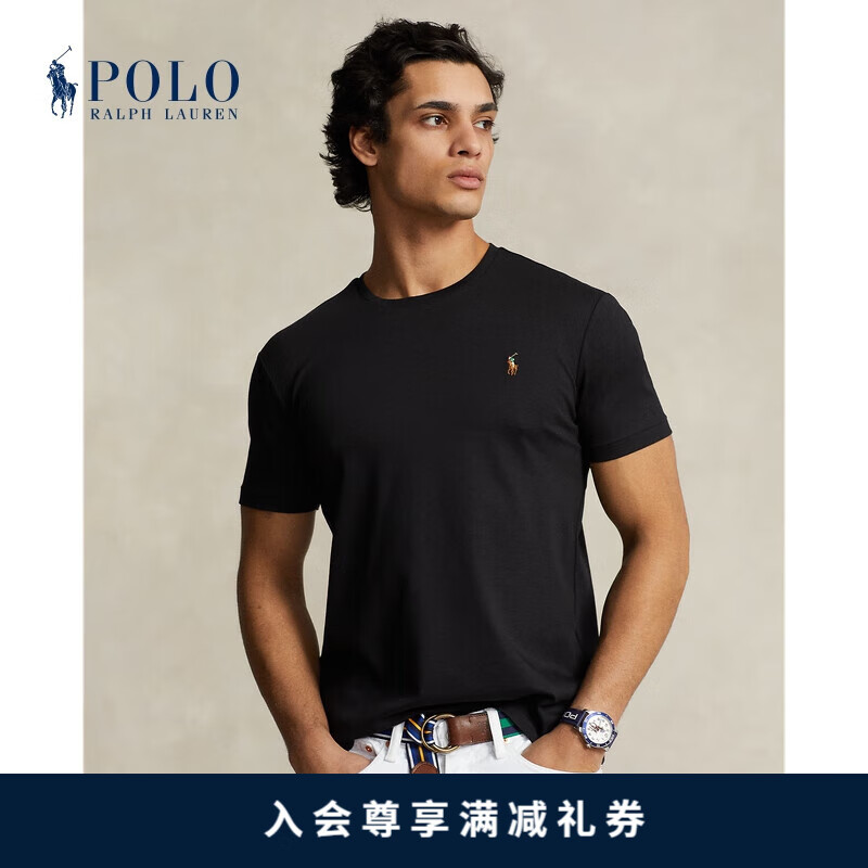 Polo Ralph Lauren 拉夫劳伦男装 经典款修身棉质短袖T恤RL12051 001-黑色 S