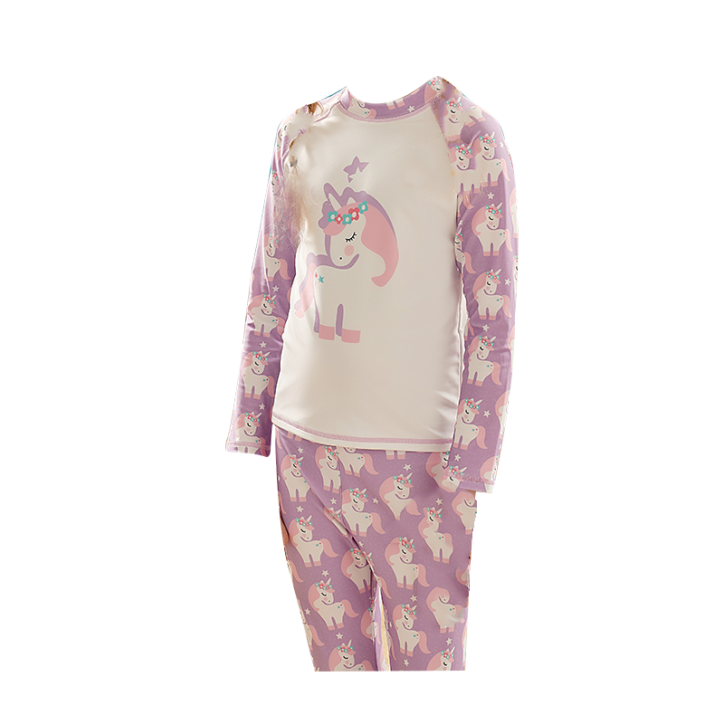 SWANS兒童泳衣女童分體裙式長(zhǎng)褲游泳衣可愛(ài)印花舒適女寶寶小中大童泳裝 長(zhǎng)褲淺紫 120