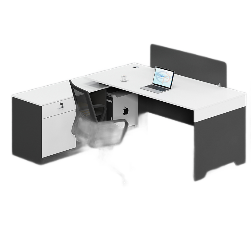 龙案 办公桌异型形简约现代4人位职员桌椅组合办公室电脑桌钢架实木办公家具定制做 色卡【颜色定制】