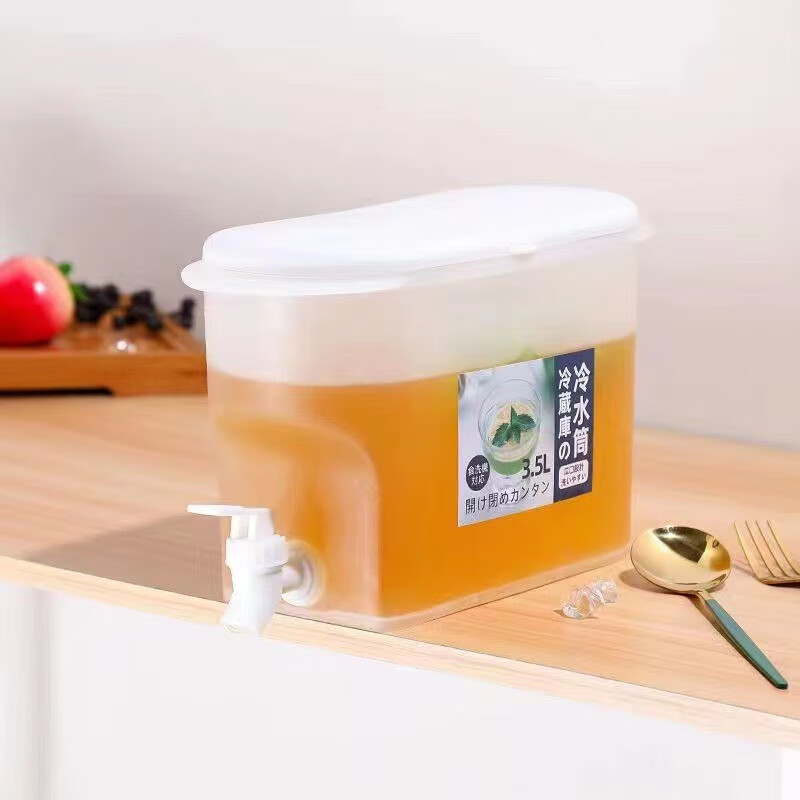 精品简约带龙头大容量水果茶壶夏季创意放冰箱凉水桶 3.5L白色盒装使用感如何?