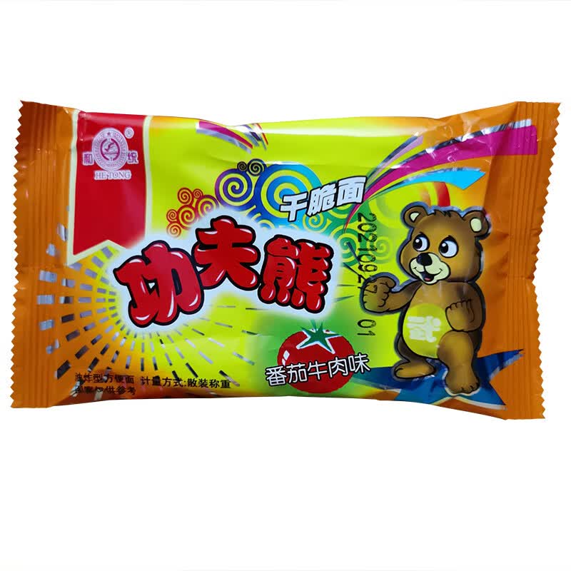 云舵 和统功夫熊烧烤干脆面番茄牛肉干吃面便面5几毛钱的零食品 48包