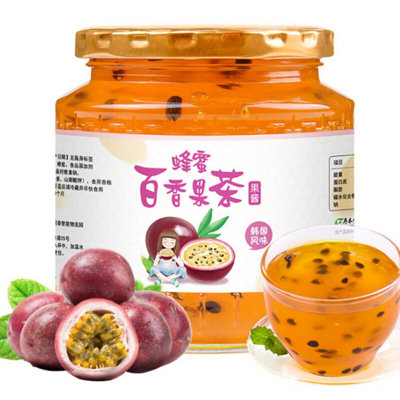 500g蜂蜜百香果冲饮罐装柠檬酱柚子水果茶泡水喝饮品 百香果味