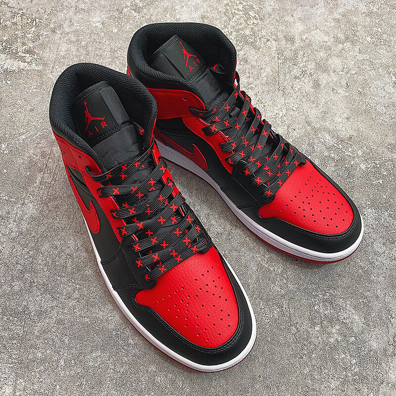 hys mq鞋带时尚个性男女适配空军丝绸黑红芝加哥条纹 黑色红x禁穿鞋带