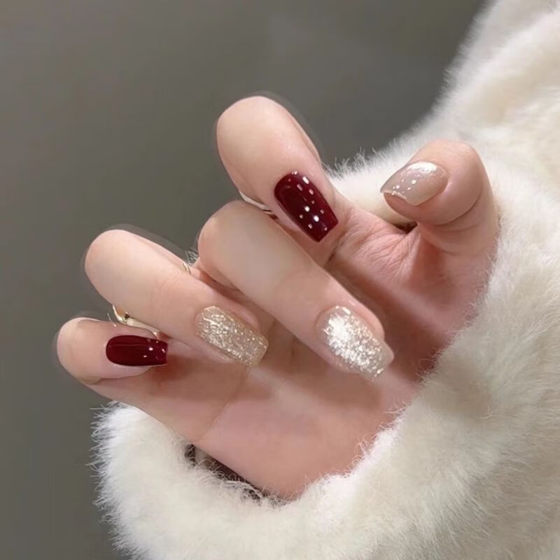 Nail Nina【买+工具包】NailNin奈妮娜PD-284仙丧玫瑰假指甲片穿戴美甲 金粉世家穿戴甲-GM 1件 默认1