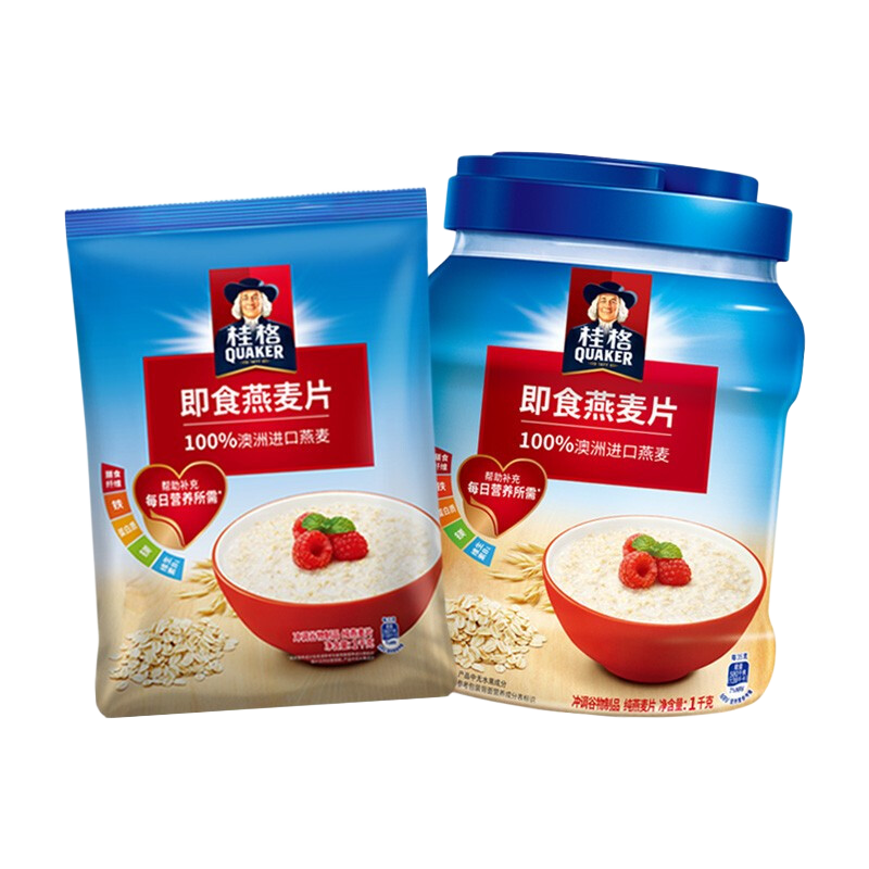 桂格 燕麦片 即食1000g罐+1000g袋