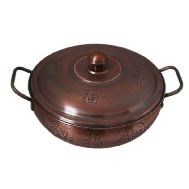 铜火龙 品牌铜火锅纯铜加厚复古紫铜火锅手工刻花涮肉锅羊蝎子火锅