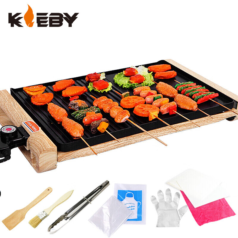 克来比(KLEBY) 电烧烤炉 家用电烤盘烤肉盘铁板烧无烟烤肉锅烤架室内烤肉机电烤炉 全铝电烤盘